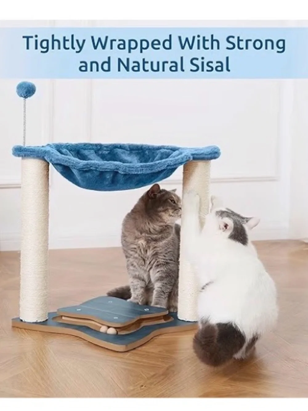 3 in 1 Cat Scratching Post with Plush Hammock, Sisal Scratch Poles
